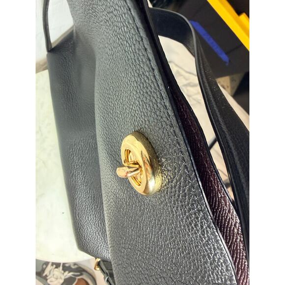 COACH Women's Polished Pebble Leather Charlie Bucket Black Hangtag No Chain - Picture 7 of 10